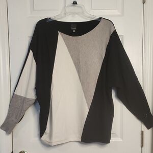 Amelia Women's Colorblock Sweater - Black, Gray, and White